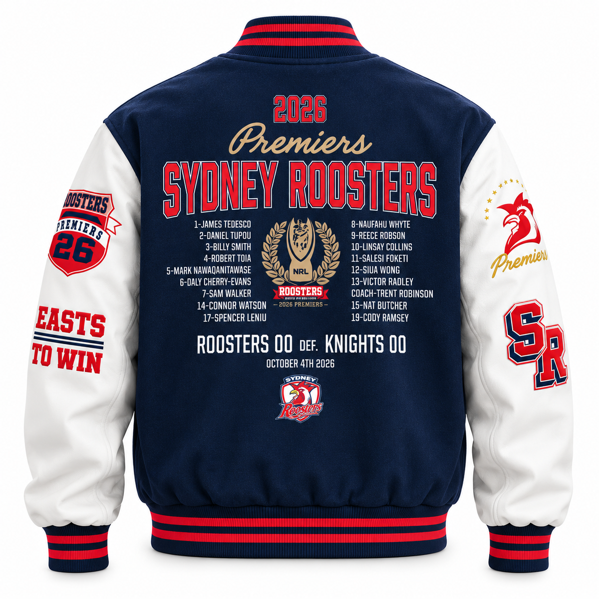 2026 Sydney Roosters Premiers Varsity Jacket (PREORDER - EXPECTED INSTORE EARLY DEC)