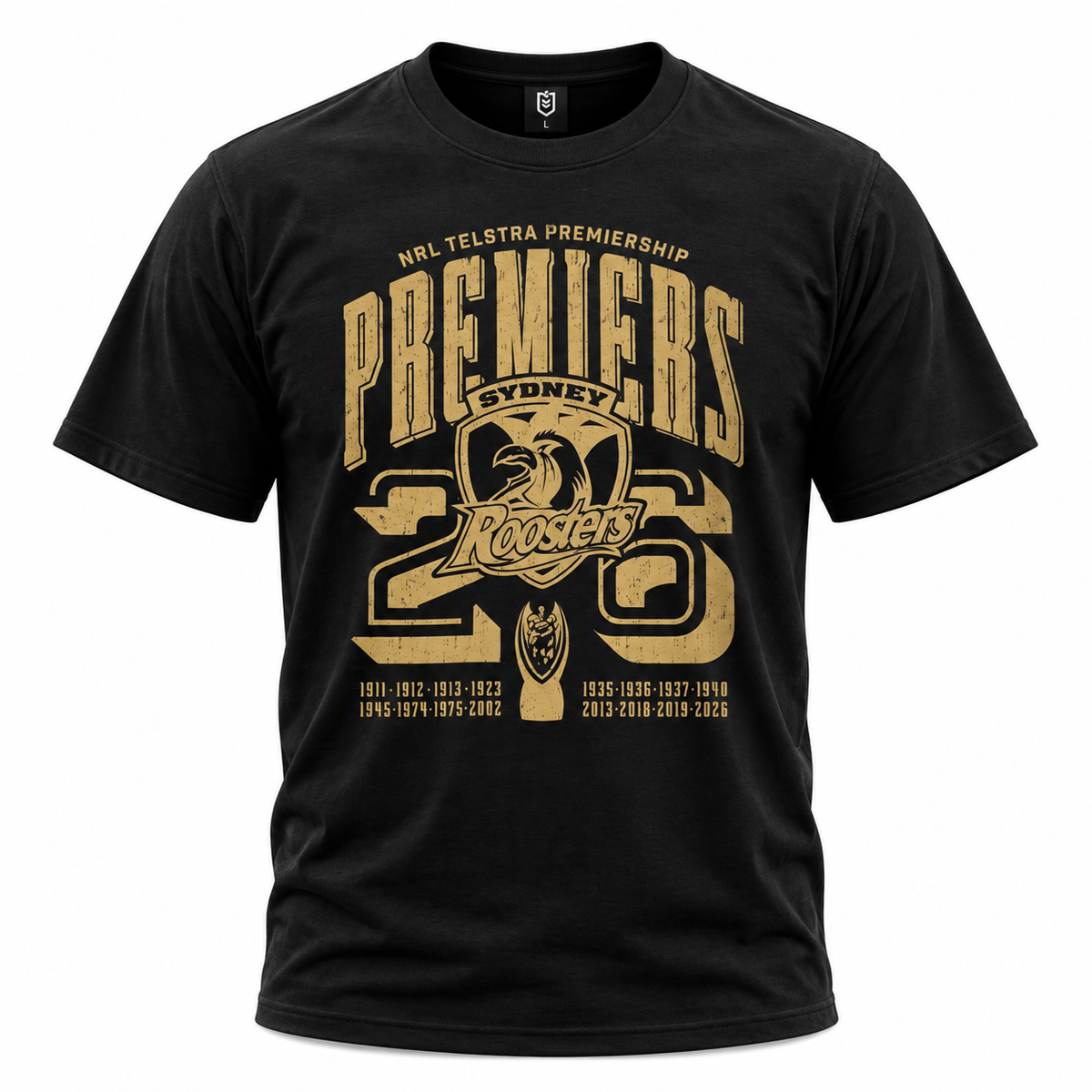 2026 Sydney Roosters Premiers Tee - Kids (Tidwell) (INSTORE MON 5 OCT)