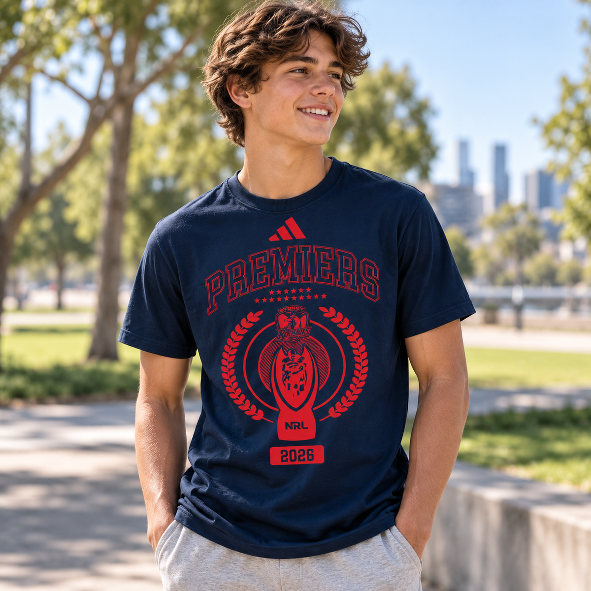 2026 Sydney Roosters Premiers Tee - Kids (Adidas) (PREORDER - EXPECTED INSTORE EARLY DEC)