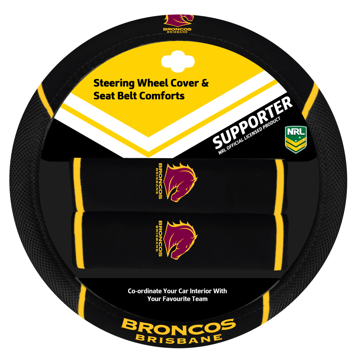 Broncos Steering Wheel & Seat Belt Cover