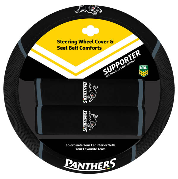 Panthers Steering Wheel & Seat Belt Cover