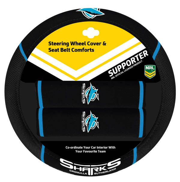 Sharks Steering Wheel & Seat Belt Cover
