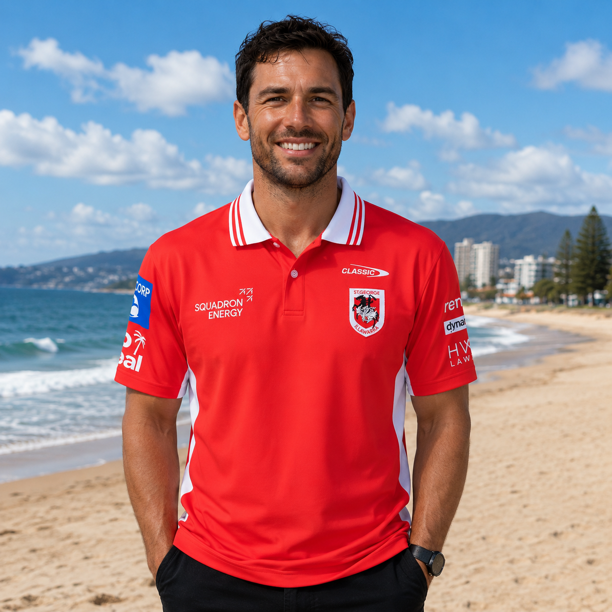 2026 St. George Illawarra Dragons Media Polo (Red)
