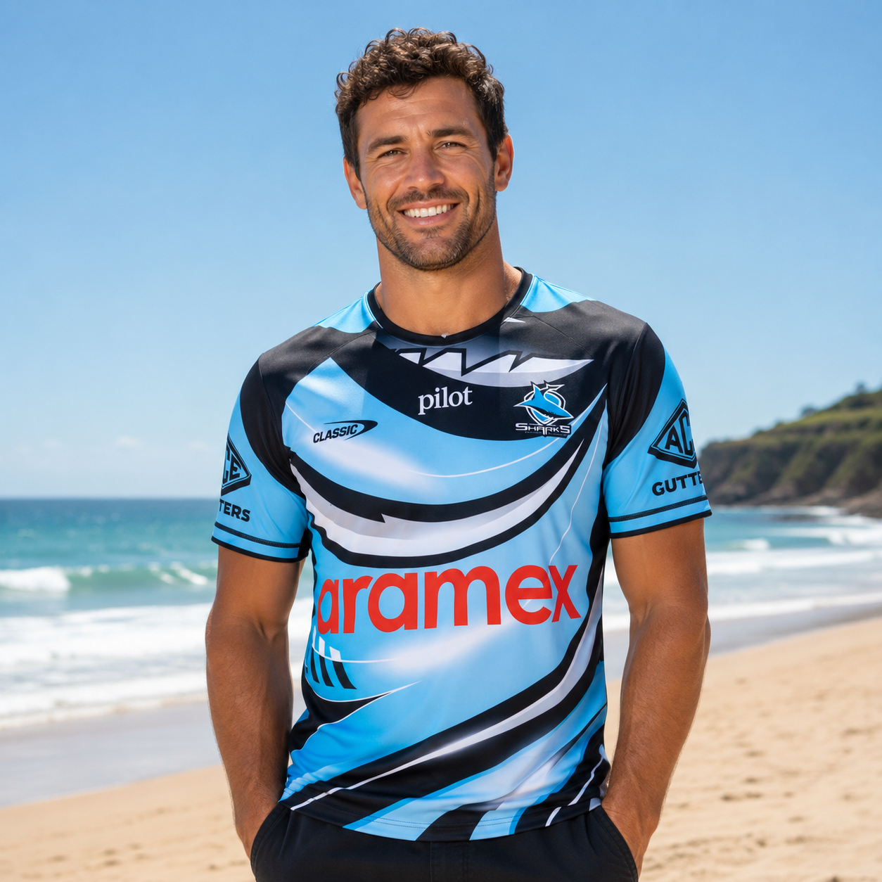2026 Cronulla Sharks Men's Pro Warm Up Tee
