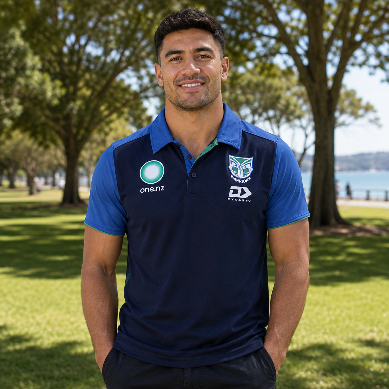 2026 New Zealand Warriors Media Polo (Navy)
