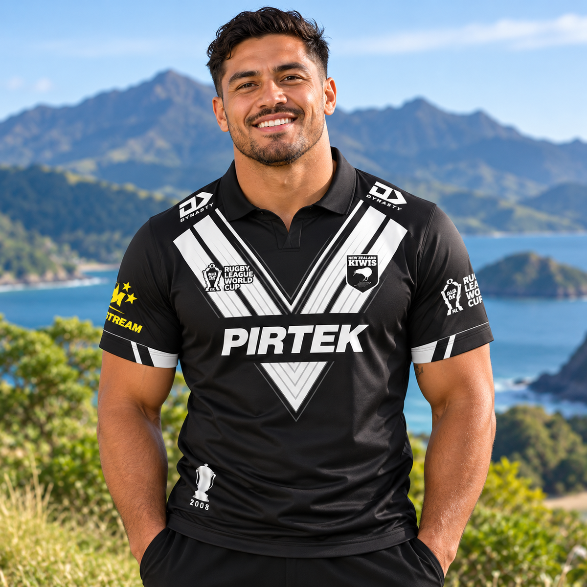 Lifestyle photo of the 2026 RLWC New Zealand Kiwis Home Jersey