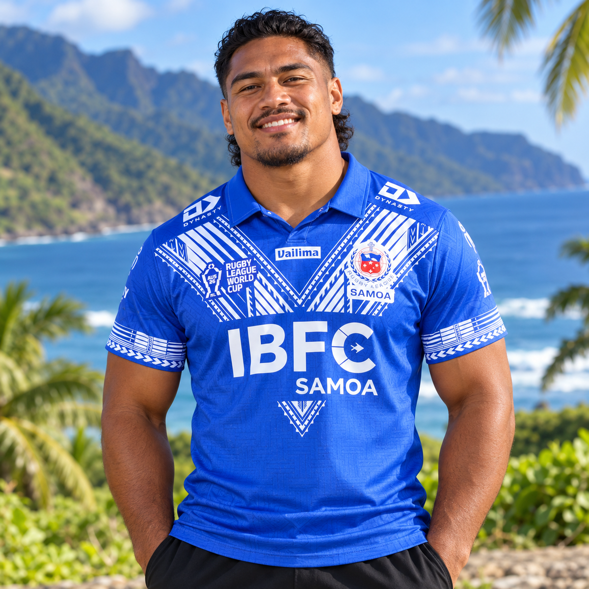 Lifestyle photo of the 2026 RLWC Toa Samoa Home Jersey