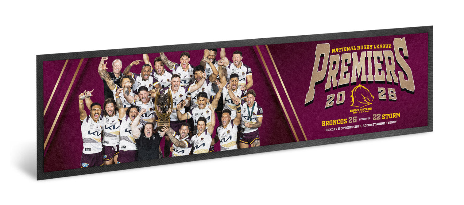 PRE ORDER - 2025 Brisbane Broncos Premiers Team Photo Bar Runner