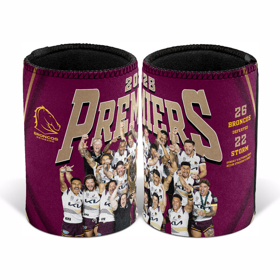 PRE ORDER - 2025 Brisbane Broncos Premiers Team Photo Can Cooler