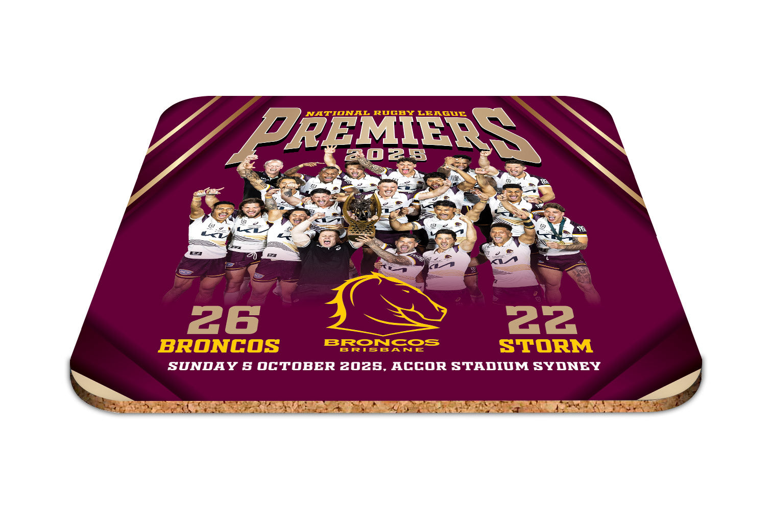 PRE ORDER - 2025 Brisbane Broncos Premiers Team Photo Coasters
