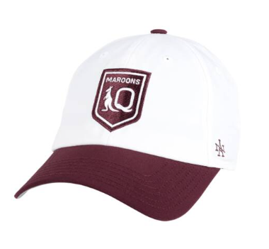 2026 QLD Maroons Player's Media Stadium Cap (White/Maroon)