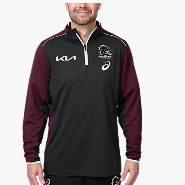 2025 Brisbane Broncos 1/4 Zip Warm Up Top