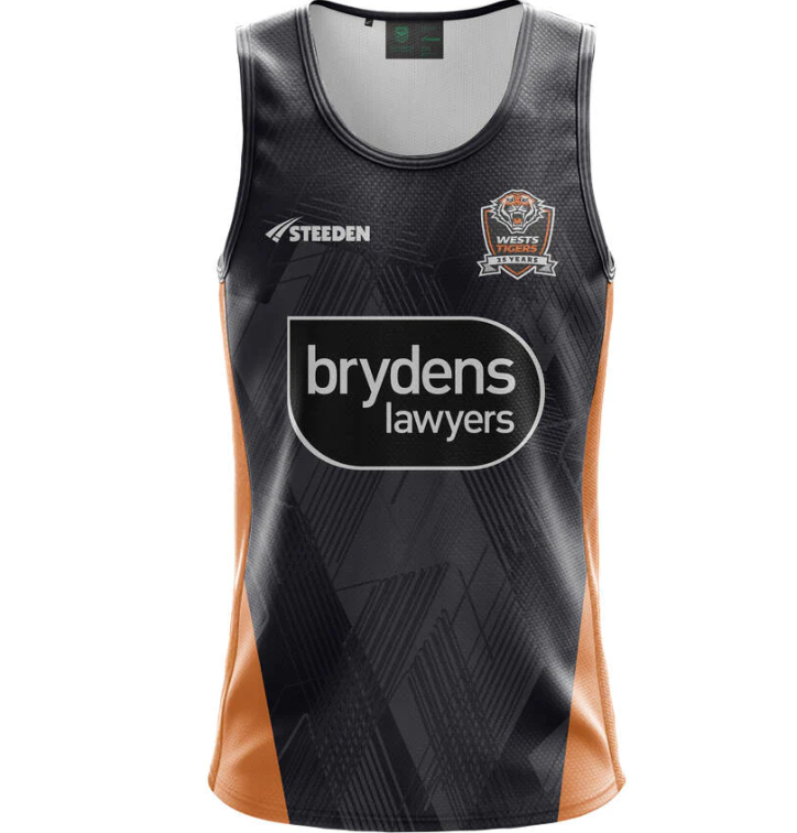 2024 Wests Tigers Training Singlet (Black) - Kids