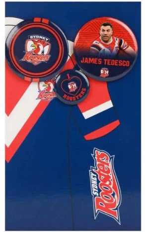 Sydney Roosters 3 Badge Birthday Card