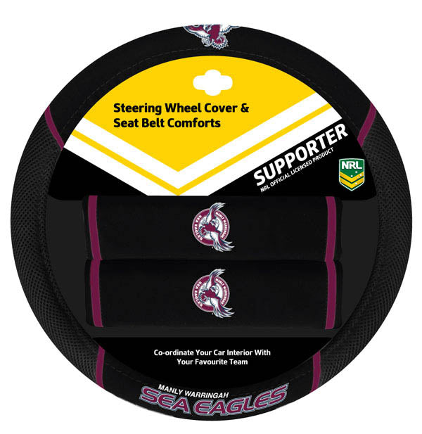 Sea Eagles Steering Wheel & Seat Belt Cover